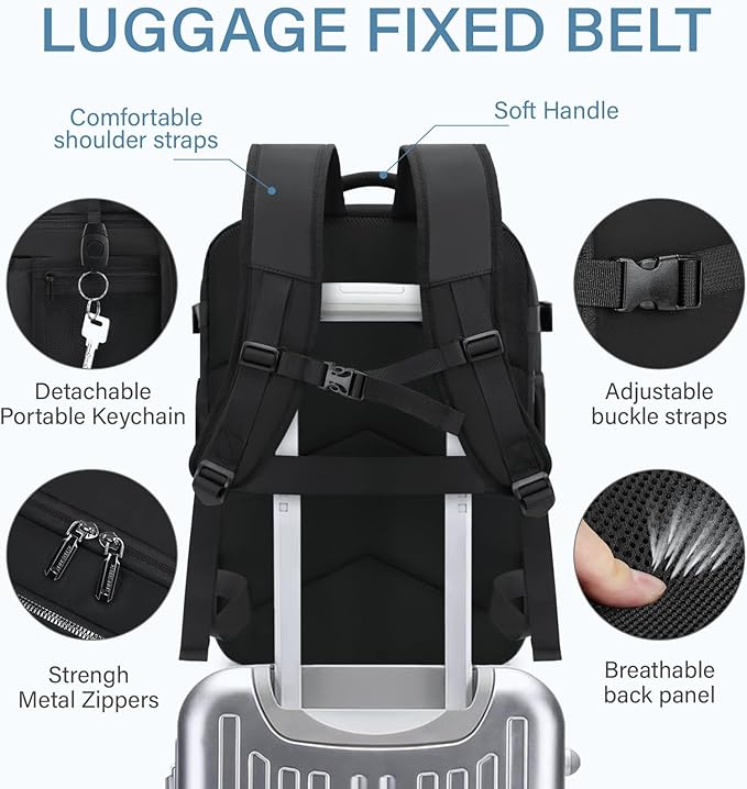 Travel Backpack,30L Carry on Backpack for Airplanes,17.3 Inch Frontier Airlines Personal Item Travel Bag with USB Charger and Cosmetic Bag