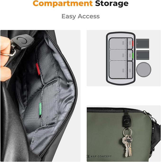 K&F Concept 2 in 1 Sling Bag Everyday Shoulder Bag & Multifunction Photography Crossbody Camera DSLR Backpack Portable Bag