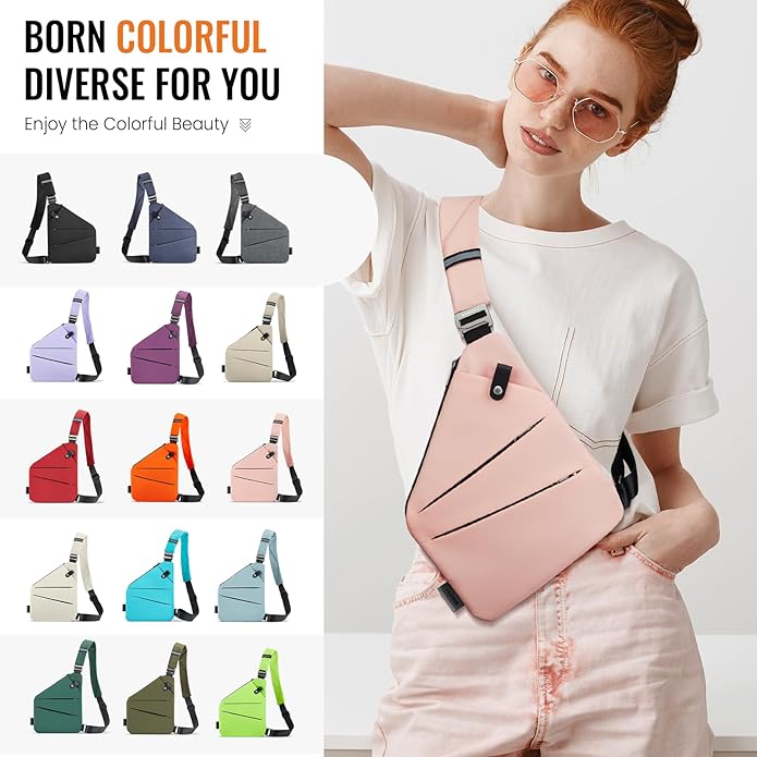 WANDER PLUS® Anti Theft Crossbody Travel Bag for Women Men, Multi-Pocket Crossbody Bag, Slim Sling Bag with Adjustable Strap