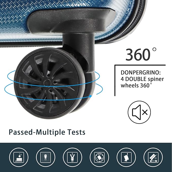 Luggage Sets 3 Piece(20/24/28)-Suitcase Set- Luggage with Wheels-PC + ABS Durable Lightweight Rotating hardshell suitcase 5PCS (Navy blue color)…
