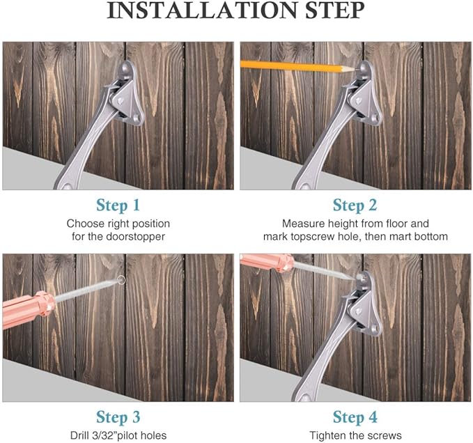Door Stopper, Kick Down Door Stops for Heavy Doors, with Rubber Tip and Spring Lever, Adjustable, Easy to Set Down and Release, 4-Inch, for Wide Doors (4inch x 30pack, Satin Nickel)
