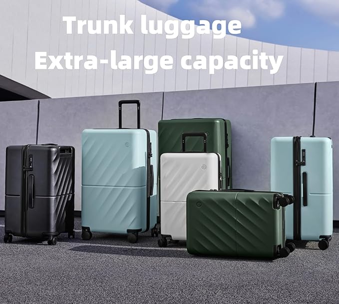 Trunk Luggage 26 Inch, Medium Checked Luggage with Double Spinner Wheels, Anti-Burst Zipper, Hard Case PC Suitcase, Lightweight Travel Luggage, TSA Approved (Slate Grey, Hudson)