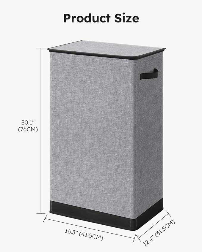 SOLEDI Laundry Hamper with Lid 100L Large & Tall Collapsible Laundry Basket, Clothes Hamper with Bag Removable Easy to Carry, Dirty Hampers for Bedroom, Bathroom, Dorm, College, Grey