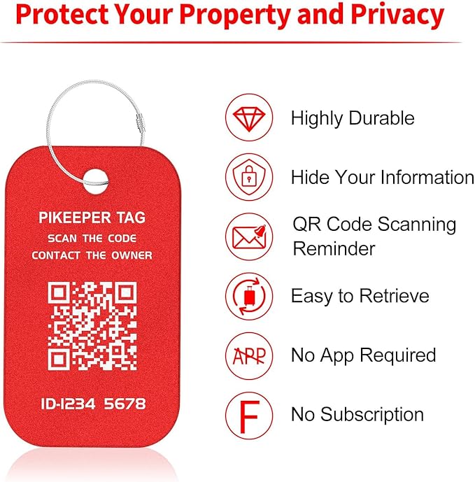 Engraved Aluminum Luggage Tag, American Flag Suitcase ID Tag with Smart QR Code for Lost & Found, Shows Scanner’s Location When Scanned, Privacy-Protected Travel Bag Tag (2 Pack)