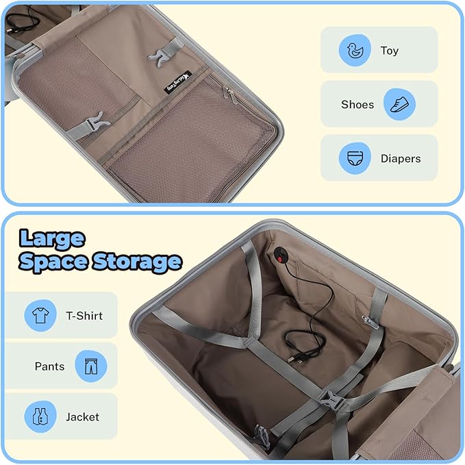 FAHKNS Ride on Carry On Suitcase for Kids,Large Suitcases with Child Seat Design,Rolling Travel Luggage With Kids Seat for Airplane,Blue