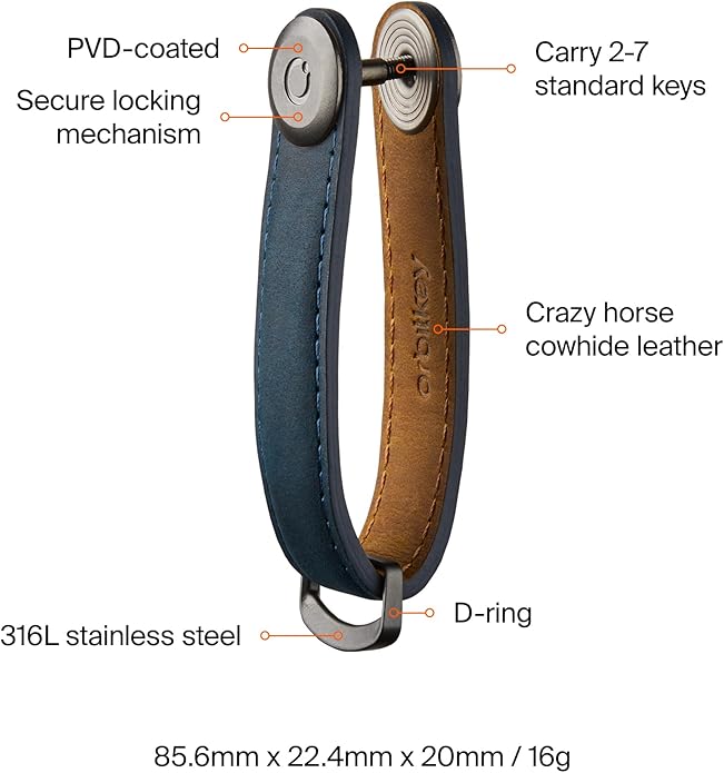 Orbitkey Crazy Horse Leather Key Organizer | Quiet Profile | Holds up to 7 Keys