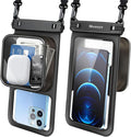 Niveaya [Floatable Floating Waterproof Phone Pouch 2 Pack-Up to 8.5", Large Space Adjustable Neck Lanyard Waterproof Phone Case, Phone Dry Bags for Vacation Beach Pool Kayak Cruise Travel Essentials