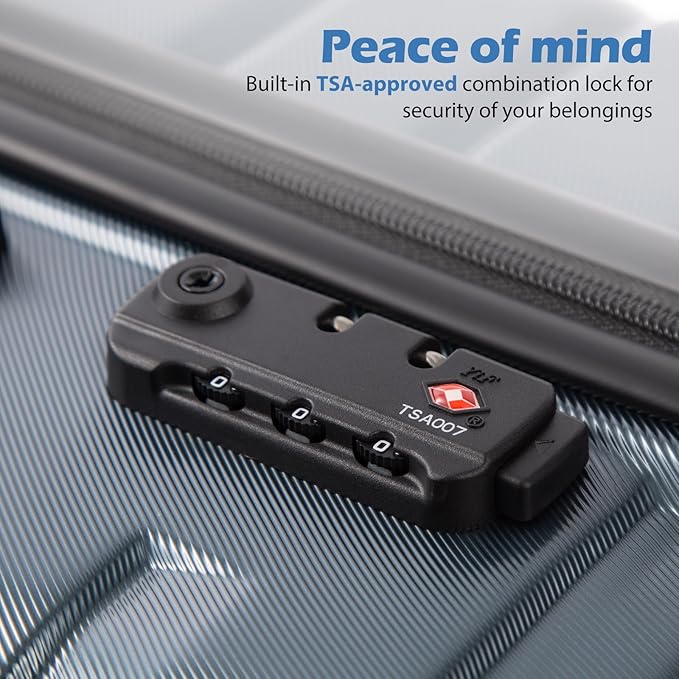 COOLIFE Expandable Suitcase PC ABS TSA Luggage 3 Piece Set Lock Spinner Carry on (gray)