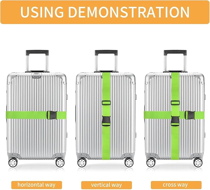 BILIONE 4 Pack Luggage Straps 79" Long Belts Keep Suitcase Secure While Traveling, TSA Approved Add a Bag Premium Accessory for Travel Bag Closure (4 Pcs Blue)
