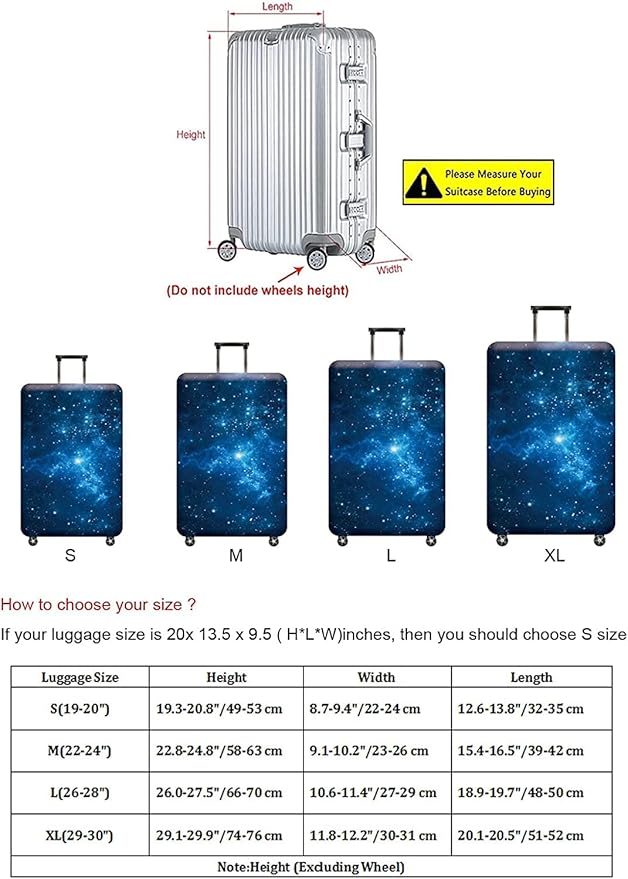 Luggage Cover, Protective Washable Suitcase Cover - Travel Elastic Spandex Suitcase Protector with Luggage Tag Fits 26 to 28 Inch Galaxy