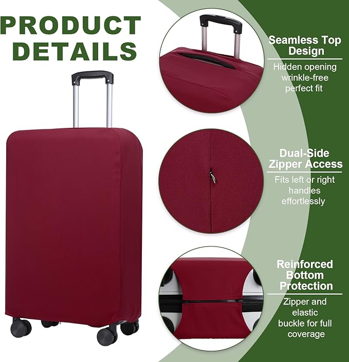PATIKIL Luggage Cover, Suitcases Covers Elastic Carry on Cover Protector Washable Scratch-Resistant Fits 28-29 Inch Luggage for Travel Business Trips, Wine Red