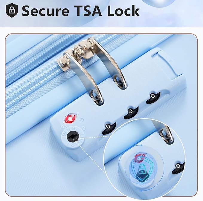 Merax 28 Inch Checked Luggage, Lightweight & Expandable Hardshell ABS Suitcase with Spinner Wheels, TSA Lock, Corner Guards (Sky Blue)