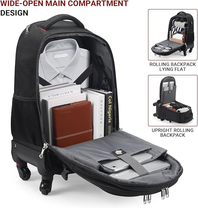 StarCloud 18-inch + 24-inch Checked Backpack Combo Set Large Rolling Backpack with 4 Wheels, Travel Commute Bag, Carry on Luggage Trolley Suitcase (4 Wheels Rolling Backpack)