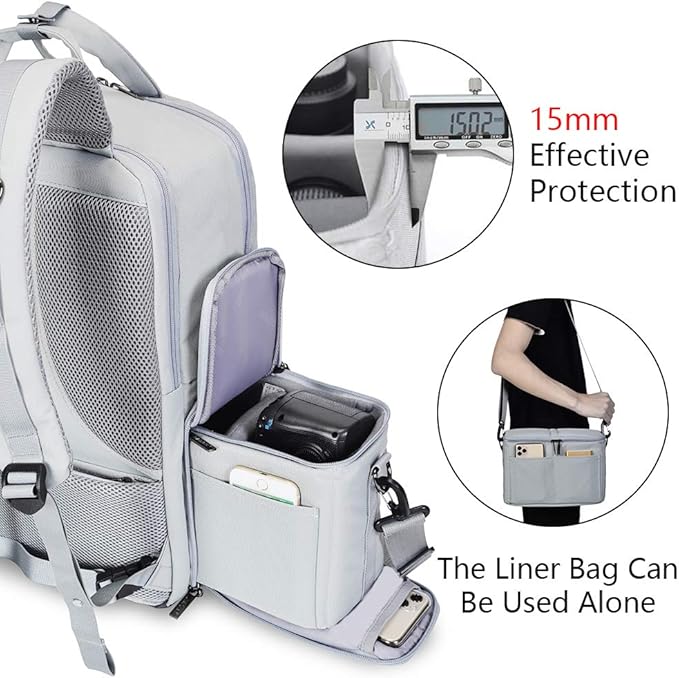 CADeN Camera Backpack w/ 15.6" Laptop Compartment, USB Charge Port, Tripod Holder, Rain Cover Compatible for Sony Canon Nikon