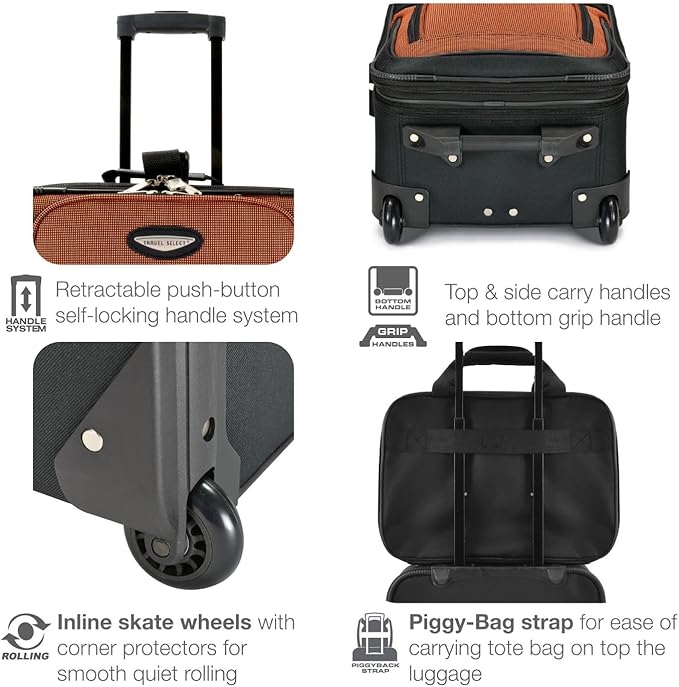 Travel Select Amsterdam Expandable Softside Rolling Upright Luggage, 2 Wheels, Gray, 2 Piece Set (21/29)