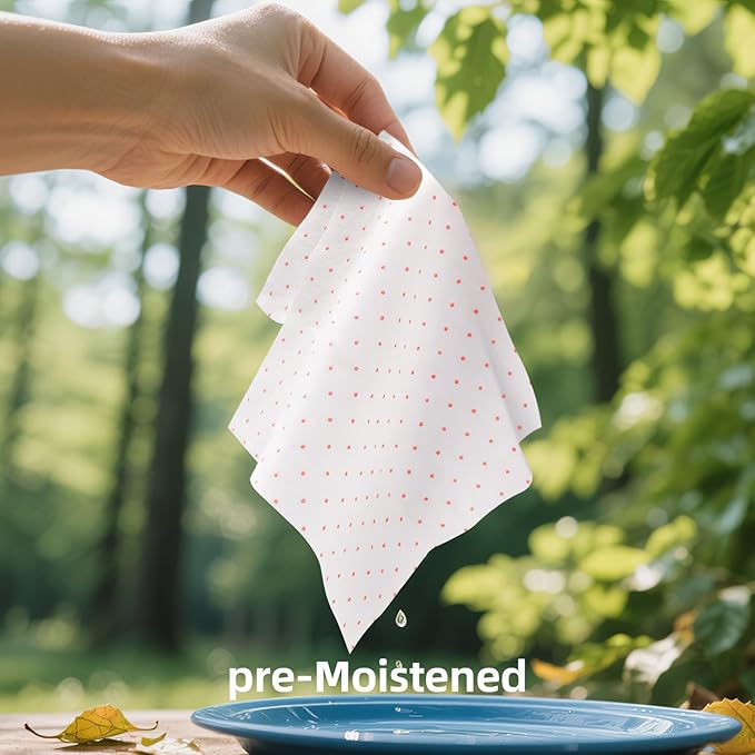 Dish Wipes Extra Thick - 96 Count Biodegradable Camp Kitchen Wipes | A Soap-and-Water Alternative Kitchen Cleaning Handy Wipes for Kitchen Each piece is 7.1"X8.9"