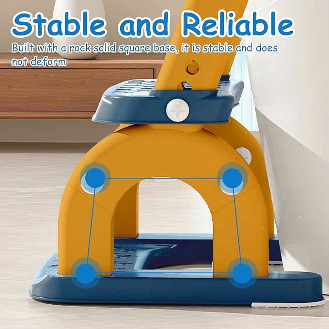 Potty Training Seat for Toddlers - Upgrade 2-in-1 Toilet Seat Toilet Ladder for Kids Children Boys Girls, Anti-Slip Pad & Adjustable Height with Waterproof PVC Cushion - Dark Blue