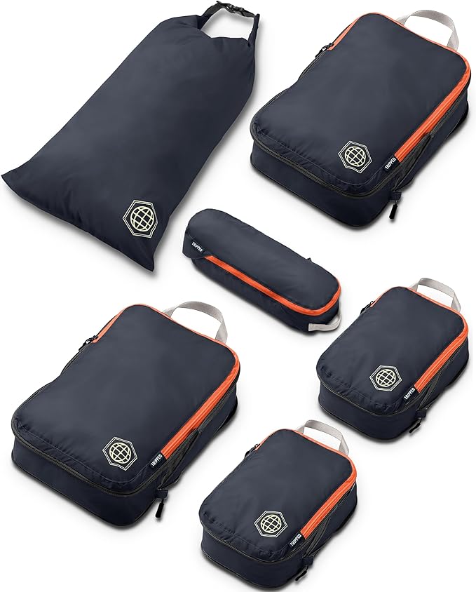 Compression Packing Cubes Set for Travel - Lightweight, Durable Clothes Organizer for Carry-On Luggage and Suitcases by TRIPPED Travel Gear