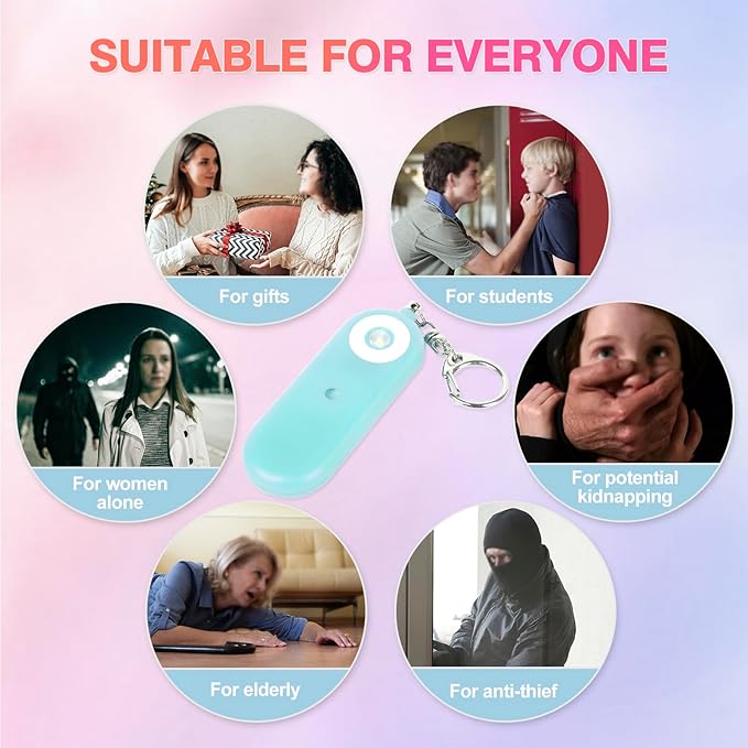 Personal Safety Alarm for Women - 2 Pack 130dB Self Defense Keychains Siren Whistle & LED Strobe Light - Emergency Security Safe Protection Devices for Kids Elderly