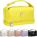 Gifts for Women, Personalized Makeup Bag Organizer with Handle, Initial Double Layer Cosmetic Bag with Makeup Brush Organizer, Cute Cosmetic Pouch for Women, Gifts for College Girls