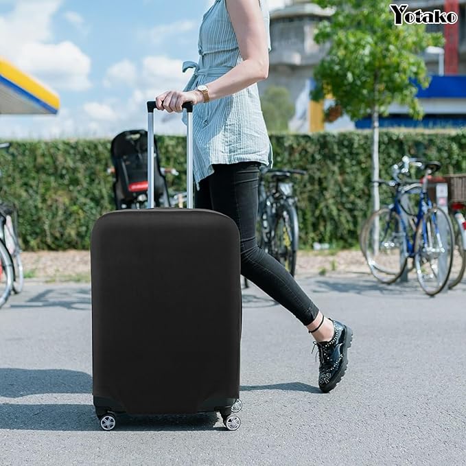 Yotako Luggage Cover,Thicker Luggage Protector Elastic Suitcase Cover Protector, Travel Anti Scratch Fits 18-32 Inch Suitcase Travel Accessories (24", Black)