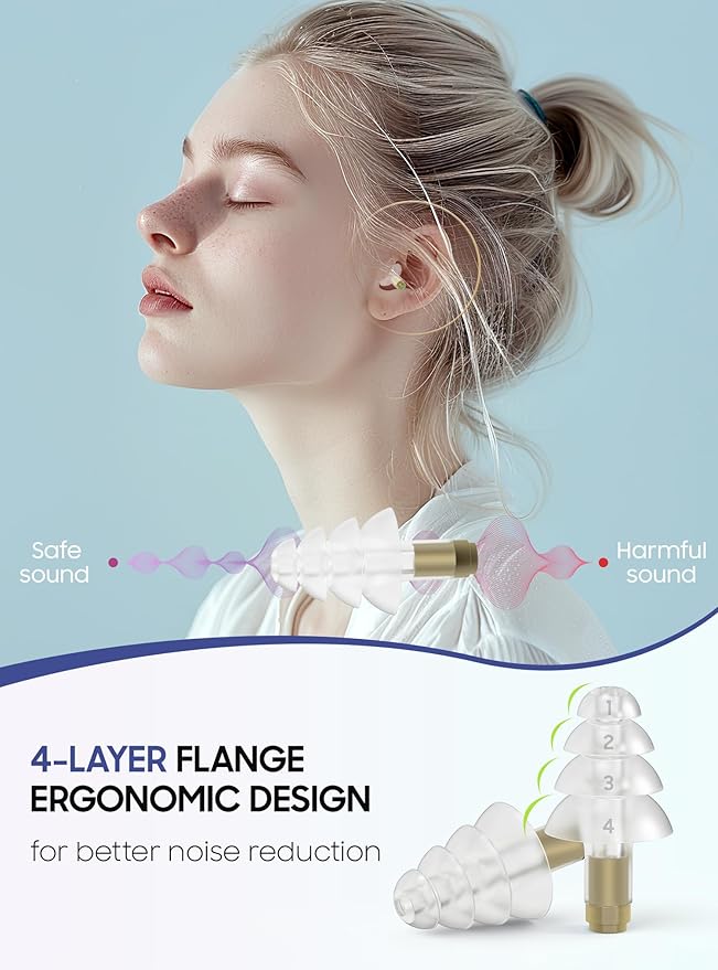 Ear Plugs for Airplane Pressure Relief, 2 Pairs Adults Soft Silicone Reusable Airplane Earplugs 26dB, with Silicone Connector Cord, Travel Essentials for Flying, Ear Protection Earplugs for Plane