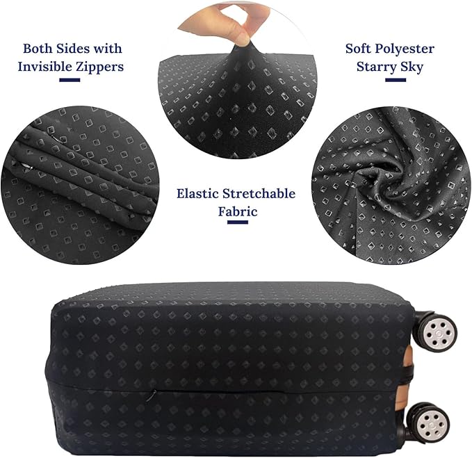 Luggage Cover, Protective Washable Suitcase Cover - Travel Elastic Spandex Suitcase Protector Fits 19 to 20 Inch Black