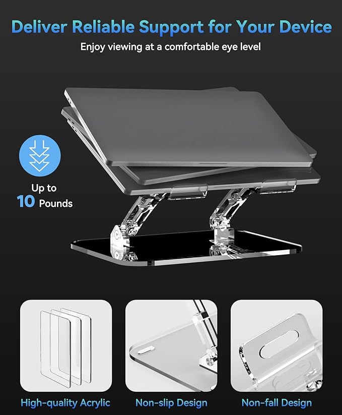 Adjustable Foldable Laptop Stand, Portable Ergonomic Computer Stand for Laptop, Compatible with 10 to 15.6 Inches Notebook Computers