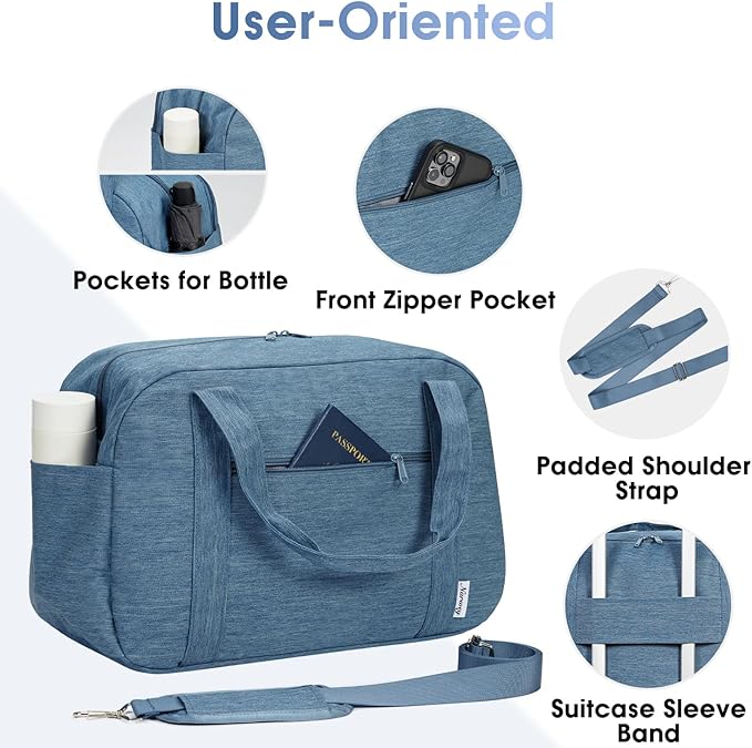 Narwey 18" Carry on Bag with Laptop Compartment 14 Inch Travel Duffel Bag for Spirit Airlines Personal Item Bag Overnight Weekender Bag with Wet Pocket for Women and Men (Navy Blue)