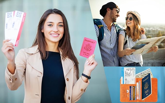 Passport Holder Cover Wallet Travel Essentials RFID Blocking Leather Card Case International Must Haves Travel Accessories for Women Men(113#Purple)