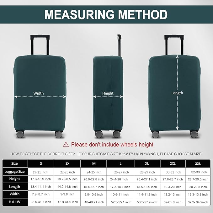 Travel Luggage Cover Suitcase Protector Scratch-Resistant Fit 19-31 Inch Suitcase, Not Included Suitcase (Avocado Green, S(19-21 inch))