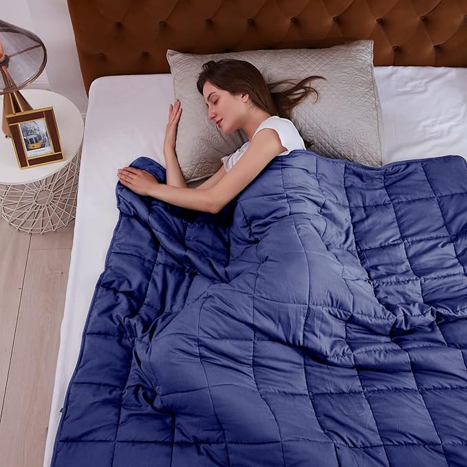 L'AGRATY Weighted Blanket - 60"x80" 17lbs Cooling Breathable Heavy Blanket Microfiber Material with Glass Beads for Adult All-Season Summer Fall Winter Soft Thick Comfort