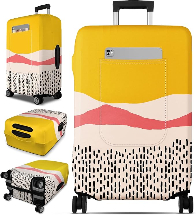 Slohif Luggage Cover for Suitcase Tsa Approved Protector - Luggage Sleeve Large Suit Case Cover Travel Stretch Baggage Case Protective Washable Fit 18-20 Inch Patchwork XS