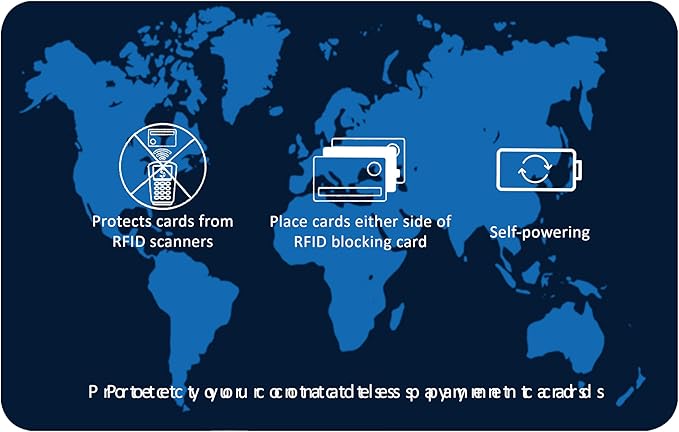 SaiTech IT 5 Pack RFID Blocking Card NFC Contactless Debit/Credit Card ATM Passport Protector ideal for Men & women slim with World map design perfectly fit in wallet - Blue