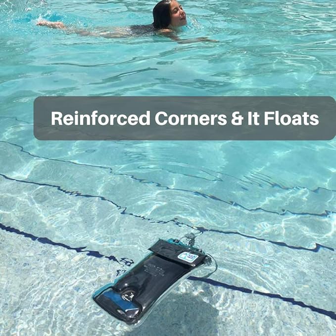 AquaVault 100% Waterproof Floating Smart Phone Case & Money Pouch - Fits All Phones - Made from Premium Heavy Duty PVC for Added Drop Protection - Includes Adjustable Neck Strap. Blue