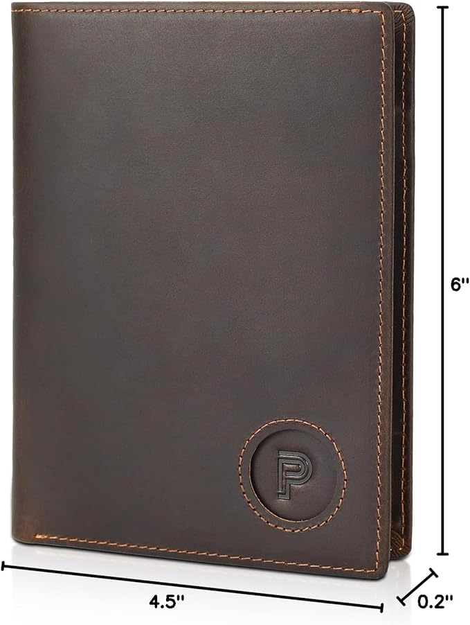 Polare Luxury RFID Blocking Leather Passport Holder Travel Wallet For Men and Women (Dark Brown with AirTag Slot)