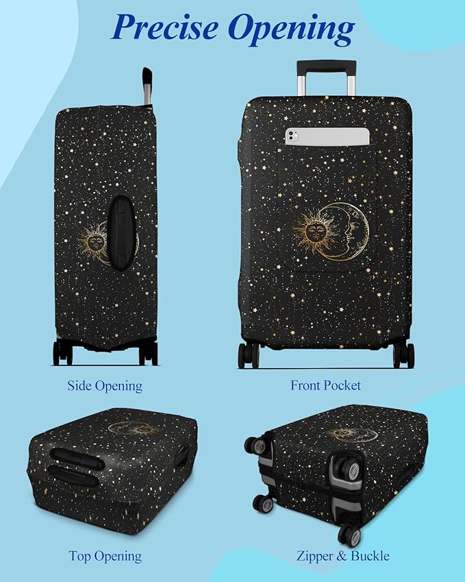 Slohif Luggage Cover for Suitcase Tsa Approved Protector - Luggage Sleeve Large Suit Case Cover Travel Stretch Baggage Case Protective Washable Fit 31-32 Inch Sun XL