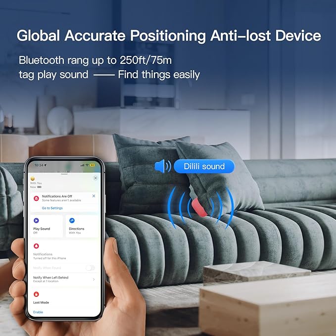 RSH Air Tracker Tag 4 Pack Bluetooth Luggage Tracker tag Locator Works with Apple Find My,Smart Tracker for Suitcase, Bag, Backpack, Wallet,Replaceable Battery Smart tag Item Finder