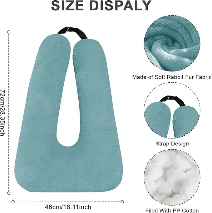 Travel Pillow, Travel Pillow for Kids, Sleeper Hold Pillow Travel, Removable U-Shaped Pillow for Adults and Children to Support Head and Body in The Back Seat of Long Car Trips (Green)