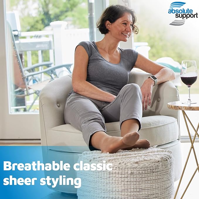(3 Pairs - Closed Toe) Made in USA - Sheer Compression Stockings for Women 15-20mmHg - Womens Compression Socks for Circulation during Travel, Airplane, Sport, Athletic - Taupe, X-Large - A101T4-3