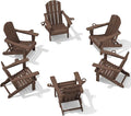 SERWALL Adirondack Chair with Cup Holders - Composite Adirondack Chairs Set of 6 HDPE Outdoor Chairs All Weather Use- Coffee