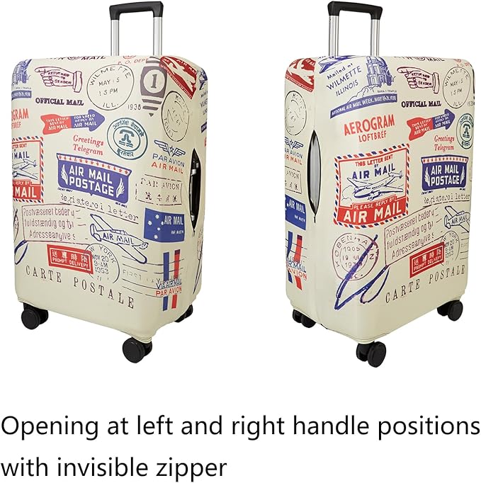 WUJIAONIAO Travel Luggage Cover Baggage Suitcase Cover Protector Skins 18-32 Inch (Stamp pattern A13, M (for 22-24 inch luggage))