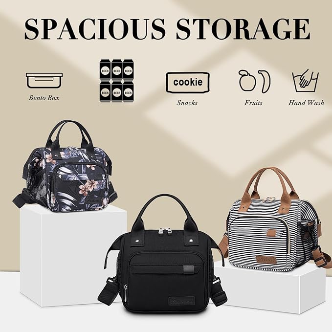 Small Lunch Bag Lightweight Insulated Lunch Box for Women Work Portable Soft Cooler for Picnic Travel Road Trips, Loncheras para Mujer, Stripes