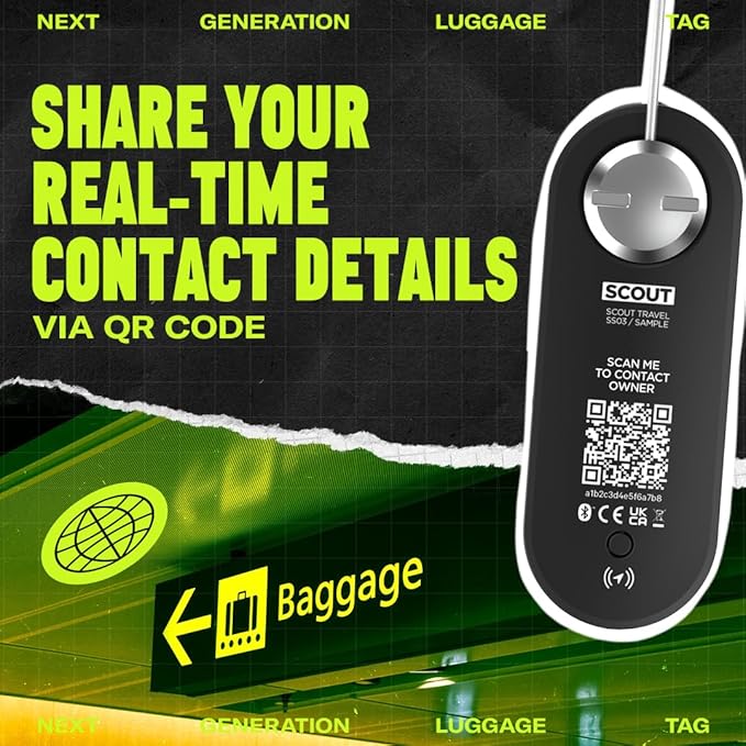Knog Scout iOS Smart Tag, Tracker & 85d Alarm – Rechargeable Luggage Tag Compatible with iOS App & Apple Find My, Digital Contact Info, Remote Chime, Low Battery Alerts, Water-Resistant, Green