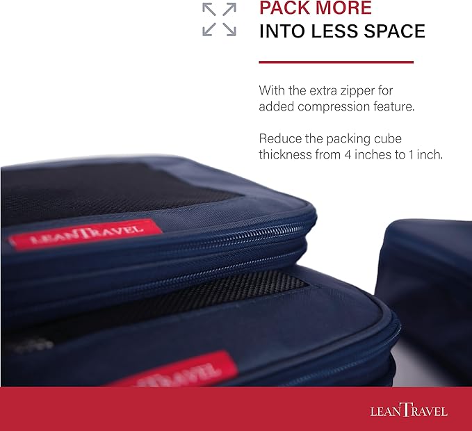 Compression Packing Cubes for Travel Organizers with Double Zipper, LeanTravel