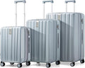 Hanke Expandable Hardshell Luggage Sets 3 piece Carry on Luggage with Wheels Suitcases Lightweight Checked Travel Luggage Rolling Large Suitcase Travel Luggage Bag Woman Men 20/24/29 Inch(Gray)