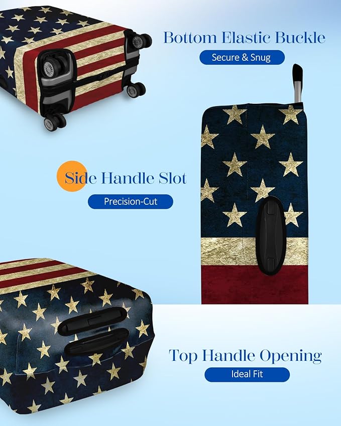 Slohif Luggage Cover for Suitcase Tsa Approved Protector - Luggage Sleeve Large Suit Case Cover Travel Stretch Baggage Case Protective Washable Fit 18-20 Inch Flag XS