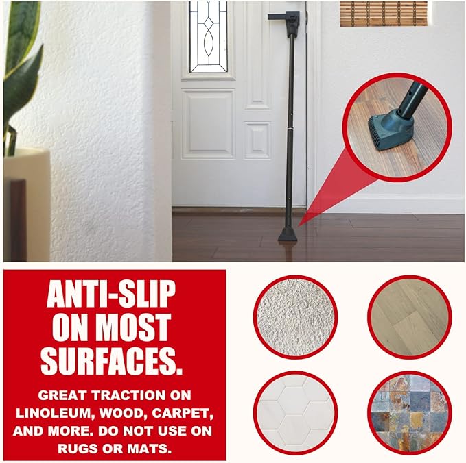 SECURITYMAN 2-in-1 Door Security Bar & Sliding Door Security Bar - Door Jammer Constructed of High Grade Iron - Black Door Stoppers Security Bar