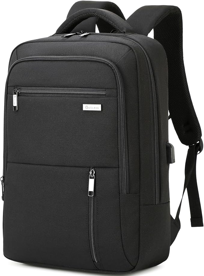 DUSLANG 15.6 Inch Laptop Backpack for Travel Water Resistant College Book bag for Men Women Laptop Bag with USB Charging Port Business Backpack,Black