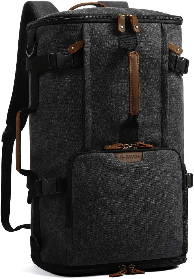 G-FAVOR Travel Backpack for Men, 40L Flight Approved Carry On Backpack, Water Resistant Canvas Weekender with 17.3" Laptop Sleeve, Convertible Duffel Bag for Airplane, Business & Travel